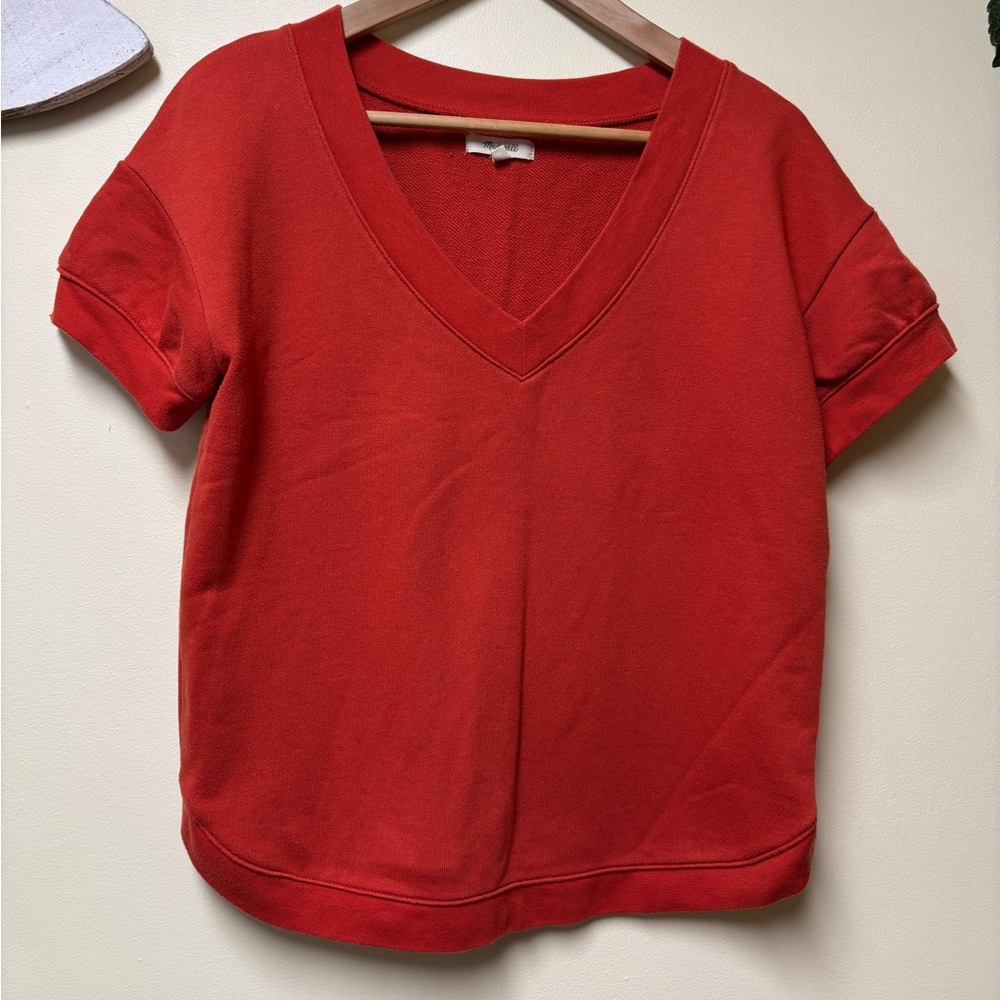 Madewell Burnt Orange Red Boxy Short Sleeve Jersey Sweater Top XS